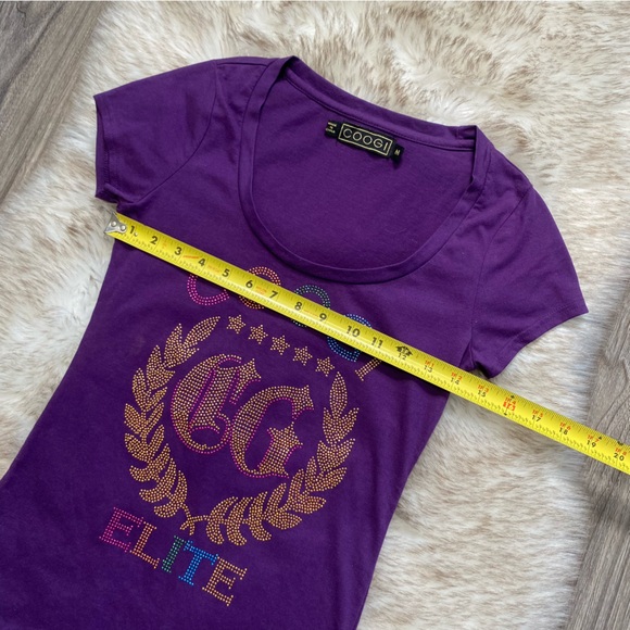 Y2K Coogi Rhinestone Fitted Purple Tee Tshirt Colorful Mcbling - Picture 5 of 7